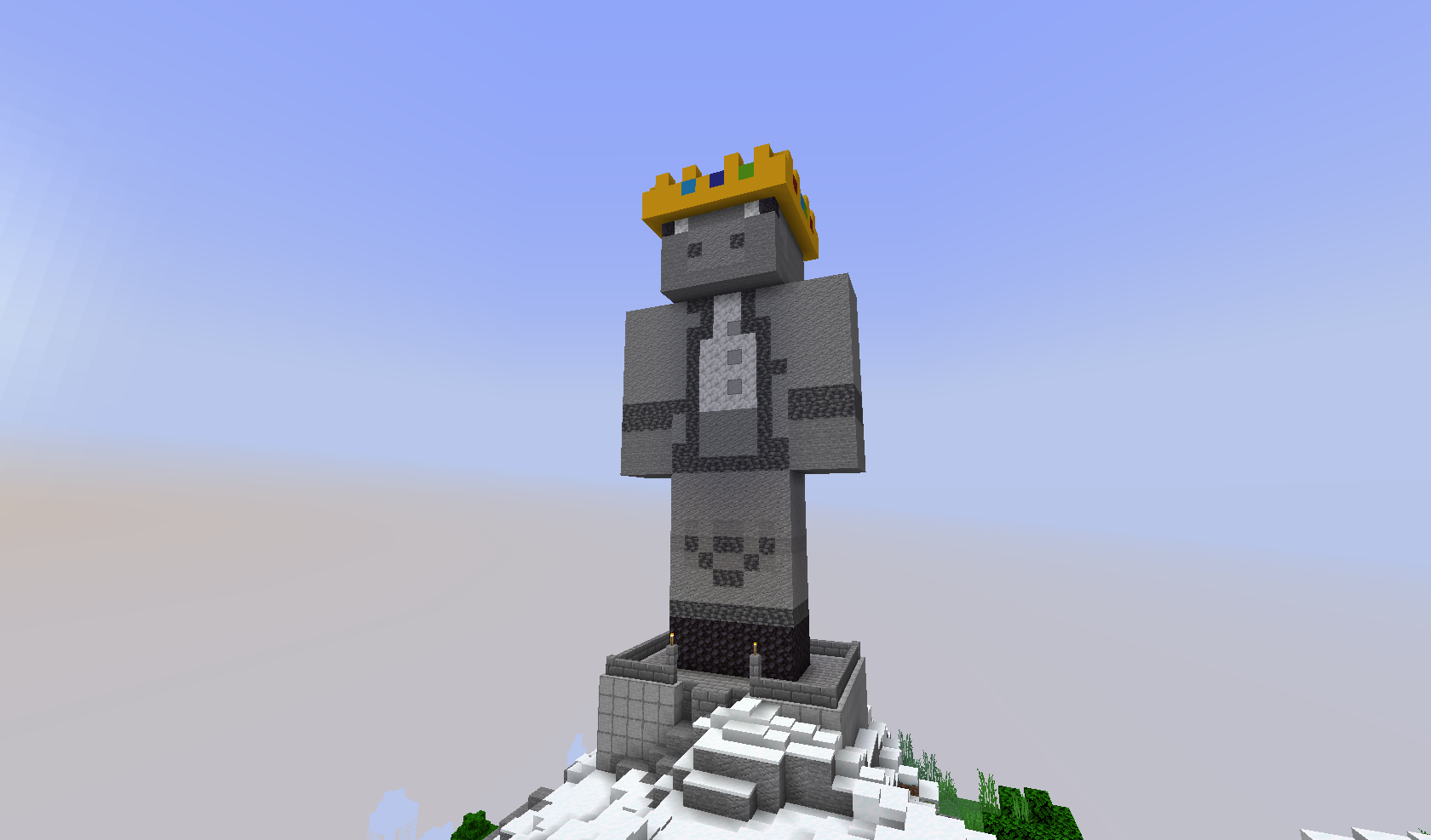 The Memorial to Technoblade statue, at Mount Olympus of the Commonwealth.